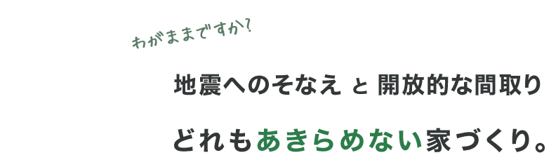 地震のそなえと開放的な間取り どれもあきらめない家づくり